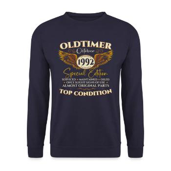 Oldtimer Octobre 1992 Cadeau du 30e anniversaire - Sweat-shirt Unisexe - marine - Devant - Alina (178cm) & Michal (187cm)