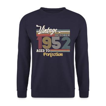 Octobre Né 1952 70e anniversaire Cadeau Cool - Sweat-shirt Unisexe - marine - Devant - Alina (178cm) & Michal (187cm)