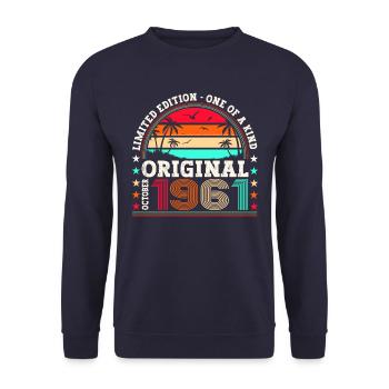 Original October 1961 61st Birthday Gift Cool - Unisex Sweatshirt - navy - Front - Alina (178cm) & Michal (187cm)