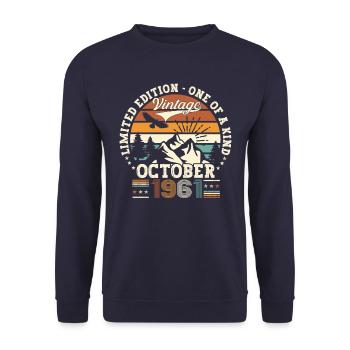 Original October 1961 61st Birthday Gift Cool - Unisex Sweatshirt - navy - Front - Alina (178cm) & Michal (187cm)