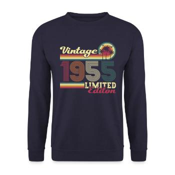 Cadeau original vintage 1955 67ème anniversaire - Sweat-shirt Unisexe - marine - Devant - Alina (178cm) & Michal (187cm)