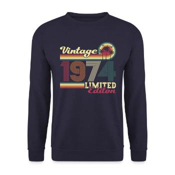 Original vintage 1974 48th birthday gift - Unisex Sweatshirt - navy - Front - Alina (178cm) & Michal (187cm)