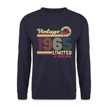 Cadeau original vintage 1965 57ème anniversaire - Sweat-shirt Unisexe - marine - Devant - Alina (178cm) & Michal (187cm)