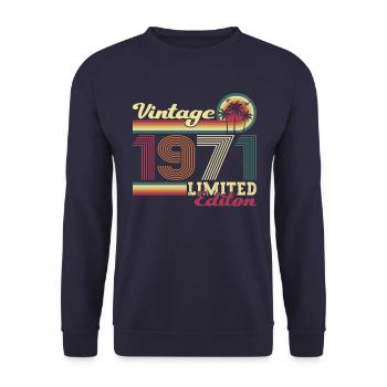 Original vintage 1971 51st birthday gift - Unisex Sweatshirt - navy - Front - Alina (178cm) & Michal (187cm)