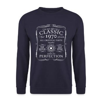 Klassiker November 1970 52. Geburtstag Geschenk - Unisex Pullover - Navy - Vorne - Alina (178cm) & Michal (187cm)