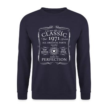 Klassiker November 1971 51. Geburtstag Geschenk - Unisex Pullover - Navy - Vorne - Alina (178cm) & Michal (187cm)