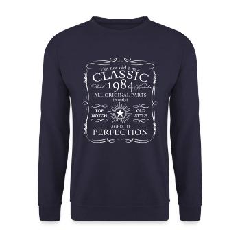 Klassiker November 1984 38. Geburtstag Geschenk - Unisex Pullover - Navy - Vorne - Alina (178cm) & Michal (187cm)