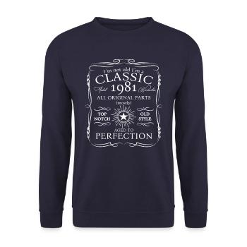 Klassiker November 1981 41. Geburtstag Geschenk - Unisex Pullover - Navy - Vorne - Alina (178cm) & Michal (187cm)