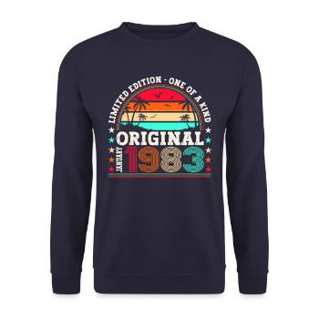 Born 1983 January 40th birthday Gift man - Unisex Sweatshirt - navy - Front - Alina (178cm) & Michal (187cm)