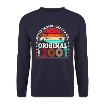 Year 2001 January 22nd birthday Gift man - Unisex Sweatshirt - navy - Front - Alina (178cm) & Michal (187cm)