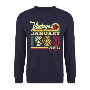 Born 1983 January 40th birthday Gift man - Unisex Sweatshirt - navy - Front - Alina (178cm) & Michal (187cm)