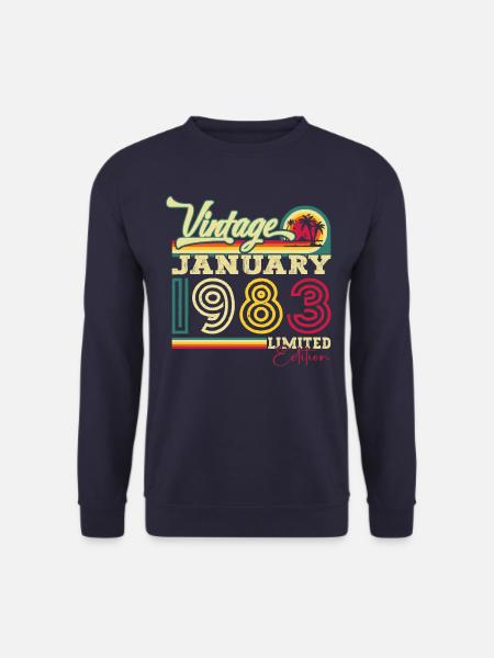 Né 1983 Janvier 40th anniversaire Homme cadeau - Sweat-shirt Unisexe - marine