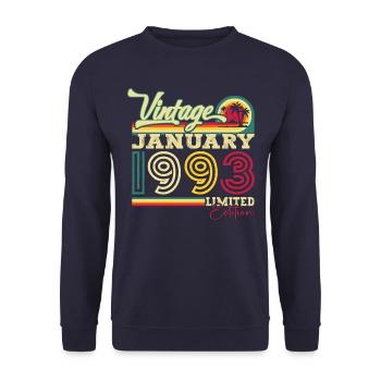 Born 1993 January 30th birthday Gift man - Unisex Sweatshirt - navy - Front - Alina (178cm) & Michal (187cm)