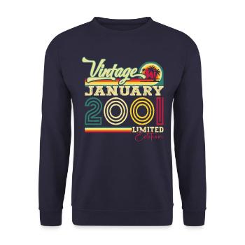 Year 2001 January 22nd birthday Gift man - Unisex Sweatshirt - navy - Front - Alina (178cm) & Michal (187cm)