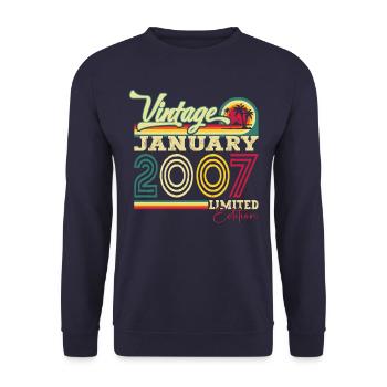 Year 2007 January 16th birthday gift man - Unisex Sweatshirt - navy - Front - Alina (178cm) & Michal (187cm)