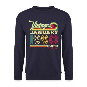 Né le 33 janvier 1990 Homme cadeau - Sweat-shirt Unisexe - marine - Devant - Alina (178cm) & Michal (187cm)