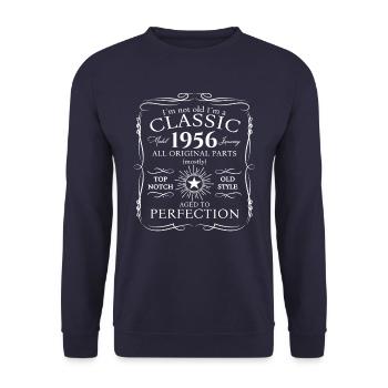 Né en 1956 janvier 67e anniversaire Homme cadeau - Sweat-shirt Unisexe - marine - Devant - Alina (178cm) & Michal (187cm)