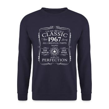 Né en 1967 Janvier 56e anniversaire Homme cadeau - Sweat-shirt Unisexe - marine - Devant - Alina (178cm) & Michal (187cm)