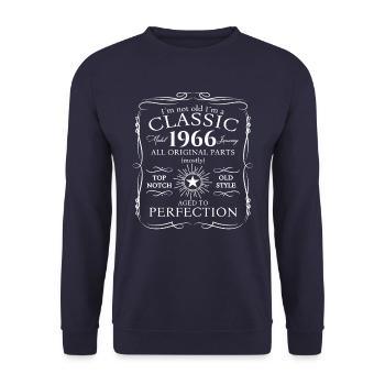 Né en 1966 Janvier 57e anniversaire Homme cadeau - Sweat-shirt Unisexe - marine - Devant - Alina (178cm) & Michal (187cm)