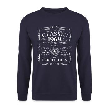 Né en 1969 Janvier 54e anniversaire Homme cadeau - Sweat-shirt Unisexe - marine - Devant - Alina (178cm) & Michal (187cm)