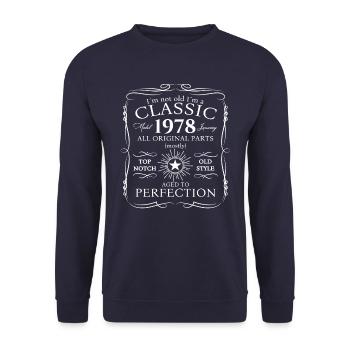 Born 1978 January 45th birthday gift man - Unisex Sweatshirt - navy - Front - Alina (178cm) & Michal (187cm)
