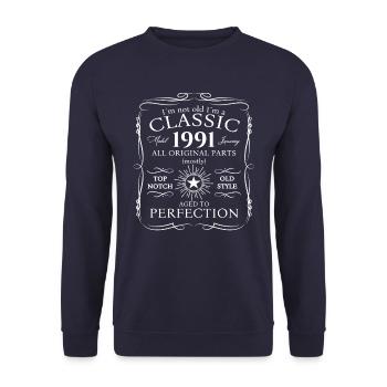 Né 1991 Janvier 32ème anniversaire Homme cadeau - Sweat-shirt Unisexe - marine - Devant - Alina (178cm) & Michal (187cm)