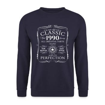 Né le 33 janvier 1990 Homme cadeau - Sweat-shirt Unisexe - marine - Devant - Alina (178cm) & Michal (187cm)