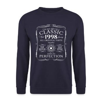 Né le 25 janvier 1998 Homme cadeau - Sweat-shirt Unisexe - marine - Devant - Alina (178cm) & Michal (187cm)