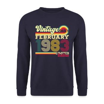 Born 1983 February 40th birthday gift man - Unisex Sweatshirt - navy - Front - Alina (178cm) & Michal (187cm)