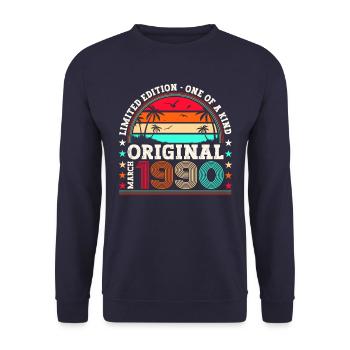 33rd birthday man March Born 1990 Original - Unisex Sweatshirt - navy - Front - Alina (178cm) & Michal (187cm)