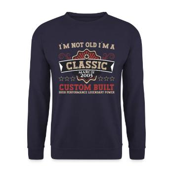 18th birthday man March vintage 2005 classic - Unisex Sweatshirt - navy - Front - Alina (178cm) & Michal (187cm)