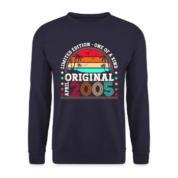 18th birthday man Original April vintage 2005 - Unisex Sweatshirt - navy - Front - Alina (178cm) & Michal (187cm)
