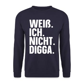 Don't know Digga Funny I don't know Digga - Unisex Sweatshirt - navy - Front - Alina (178cm) & Michal (187cm)