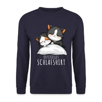 Cats Nightgown Official Sleep Shirt Cats - Unisex Sweatshirt - navy - Front - Alina (178cm) & Michal (187cm)