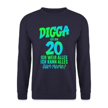 20. Geburtstag Digga ich bin 20 Ich Kann Alles - Unisex Pullover - Navy - Vorne - Alina (178cm) & Michal (187cm)