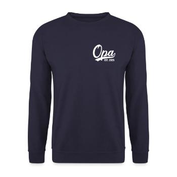 Opa 2025 Retro Opa Est 2025 - Unisex Pullover - Navy - Vorne - Alina (178cm) & Michal (187cm)