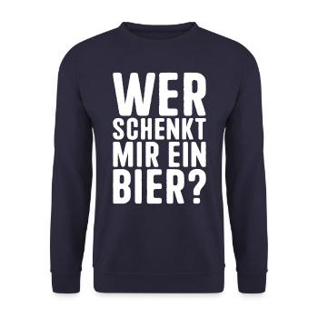 Beer Festival Mallorca Who gives me a beer - Unisex Sweatshirt - navy - Front - Alina (178cm) & Michal (187cm)