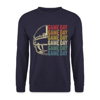 Retro Football Gameday American Football - Unisex Pullover - Navy - Vorne - Alina (178cm) & Michal (187cm)