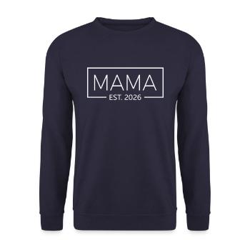 Mama est. 2026 Werdende Mama 2026 - Unisex Pullover - Navy - Vorne - Alina (178cm) & Michal (187cm)