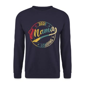 Mama 2026 Loading Werdende Mama 2026 - Unisex Pullover - Navy - Vorne - Alina (178cm) & Michal (187cm)