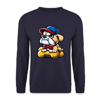 BULLDOGGE BULLDOG BULLY BULLIES FRENCHIE MOPS HUND - Unisex Pullover - Navy - Vorne - Alina (178cm) & Michal (187cm)