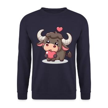 TAURUS ARIES ZODIAC LOVE HEART VALENTINE'S DAY - Unisex Sweatshirt - navy - Front - Alina (178cm) & Michal (187cm)