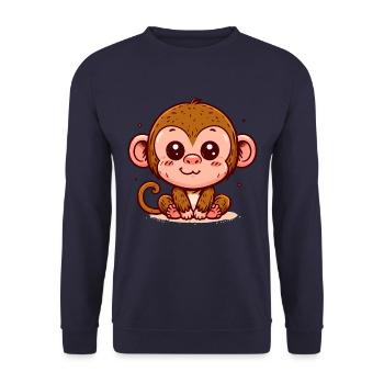 AFFE ÄFFCHEN BANANE BAUM TIER ZOO KLETTERN BABY - Unisex Pullover - Navy - Vorne - Alina (178cm) & Michal (187cm)