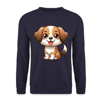DOG BEAGLE CHIBI BABY PUPPY FLOPPY EAR ANIMAL LOVE - Unisex Sweatshirt - navy - Front - Alina (178cm) & Michal (187cm)