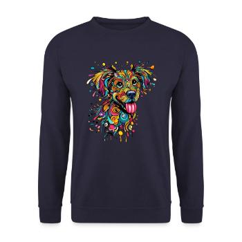 DOG COLORFUL COLORFUL RAINBOW GRAFFITI BLOB - Unisex Sweatshirt - navy - Front - Alina (178cm) & Michal (187cm)