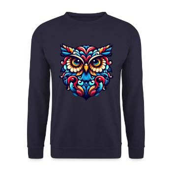 OWL EAGLE OWL BIRD OF PREY TAWNY OWL FEATHER RAINBOW COLORFUL - Unisex Sweatshirt - navy - Front - Alina (178cm) & Michal (187cm)