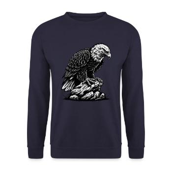 ADLER GREIFVOGEL HABICHT JÄGER FLUG MAJESTÄT FEDER - Unisex Pullover - Navy - Vorne - Alina (178cm) & Michal (187cm)