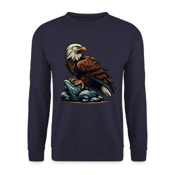 ADLER GREIFVOGEL HABICHT JÄGER FLUG MAJESTÄT FEDER - Unisex Pullover - Navy - Vorne - Alina (178cm) & Michal (187cm)