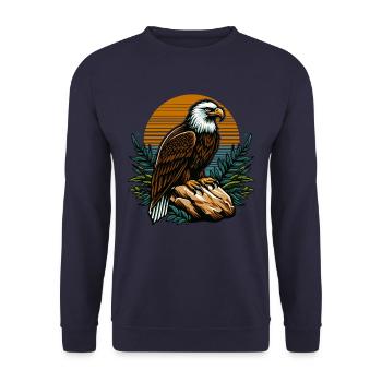 ADLER GREIFVOGEL HABICHT JÄGER FLUG MAJESTÄT FEDER - Unisex Pullover - Navy - Vorne - Alina (178cm) & Michal (187cm)