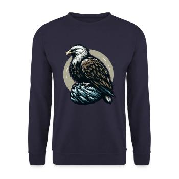 ADLER GREIFVOGEL HABICHT JÄGER FLUG MAJESTÄT FEDER - Unisex Pullover - Navy - Vorne - Alina (178cm) & Michal (187cm)